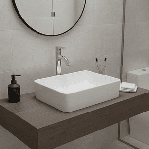 Combo Lavamanos + Griferia Mezclador Y Desague C1256 Blanco Brillante