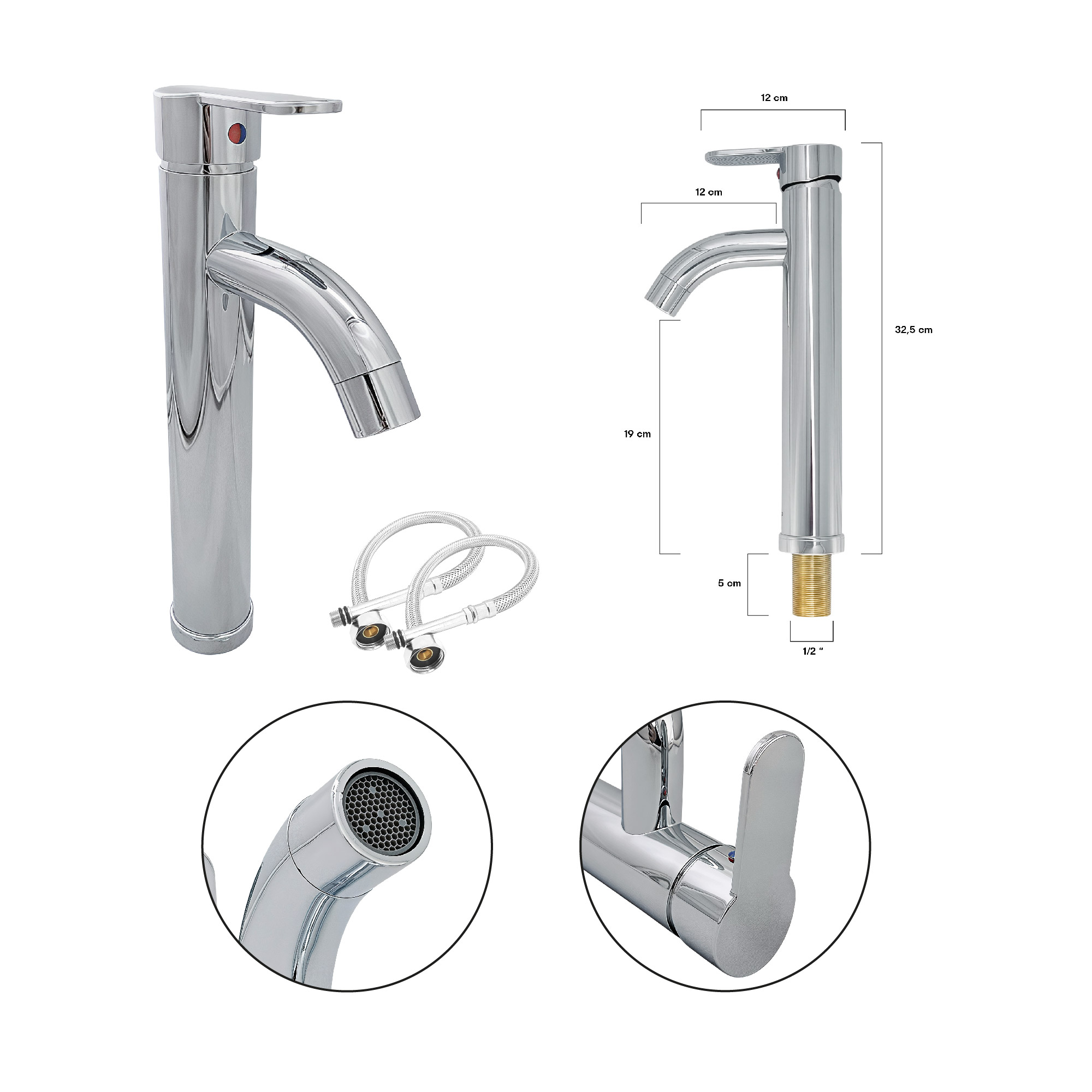 Combo Lavamanos + Griferia Mezclador Y Desague C1257 Blanco Brillante