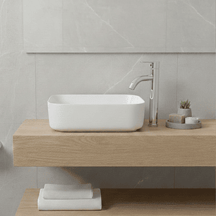 Combo Lavamanos + Griferia Mezclador Y Desague C1257 Blanco Brillante