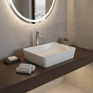 Combo Lavamanos + Griferia Mezclador Y Desague C1258 Blanco Brillante