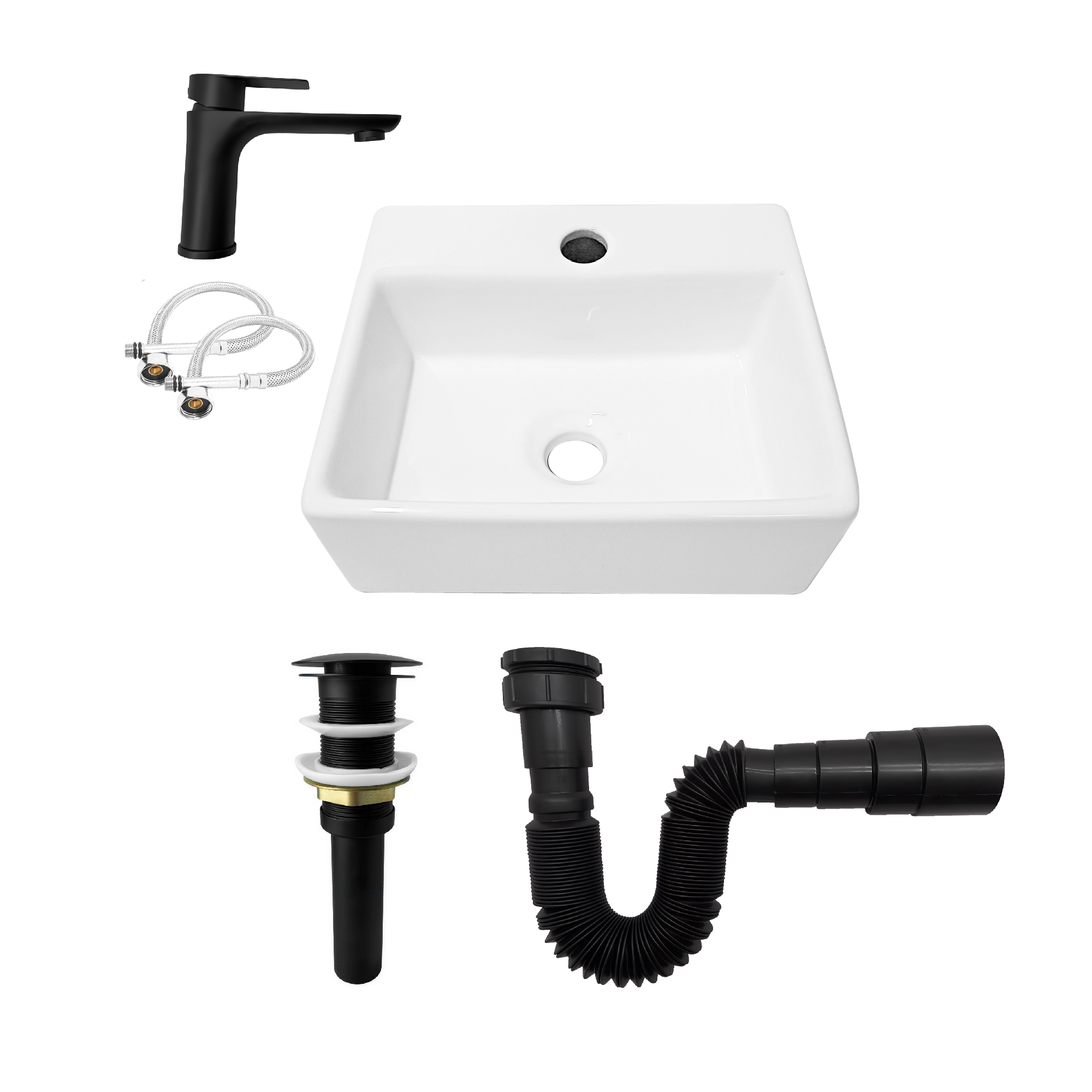 Combo Lavamanos + Grifería Mezclador + Push + Sifón C1240