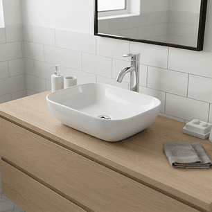 Combo Lavamanos + Griferia Mezclador Y Desague C1259 Blanco Brillante