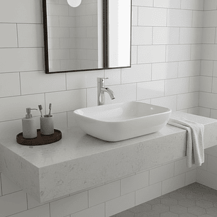 Combo Lavamanos + Griferia Mezclador Y Desague C1260 Blanco Brillante