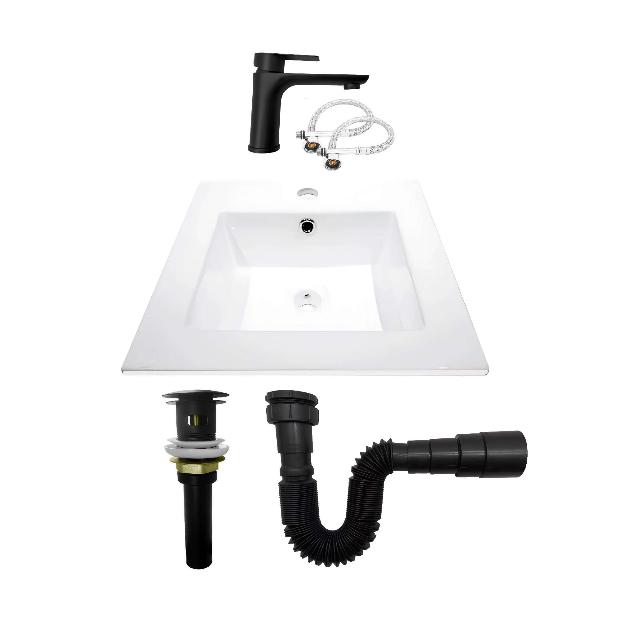 Combo Placa Lavamanos + Grifería Mezclador + Push C1241