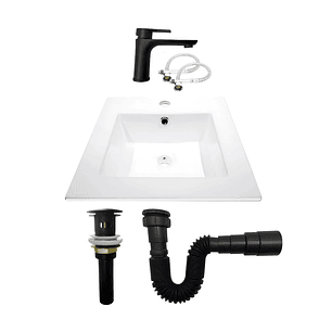 Combo Placa Lavamanos + Grifería Mezclador + Push C1241