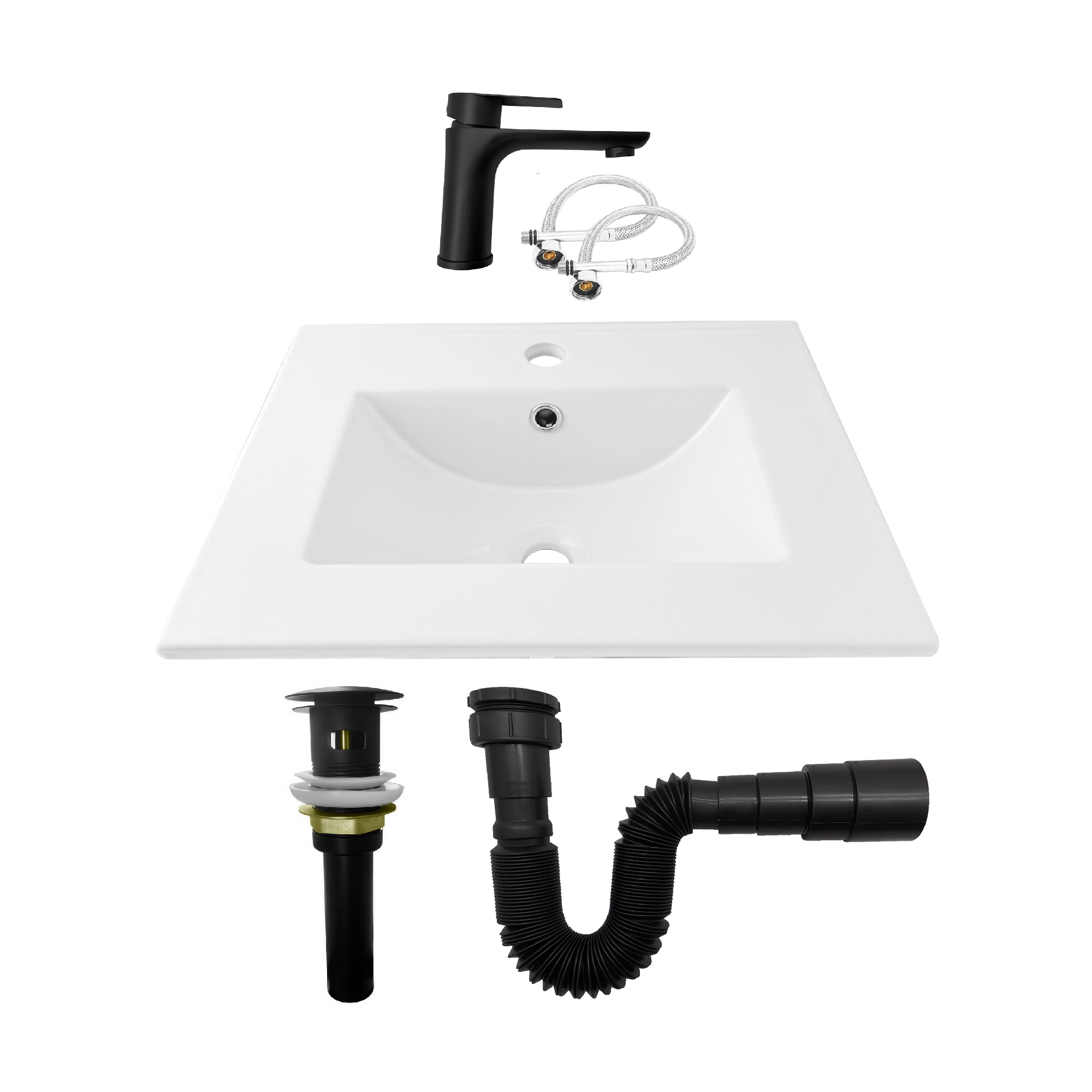 Combo Placa Lavamanos + Grifería Mezclador + Push C1242