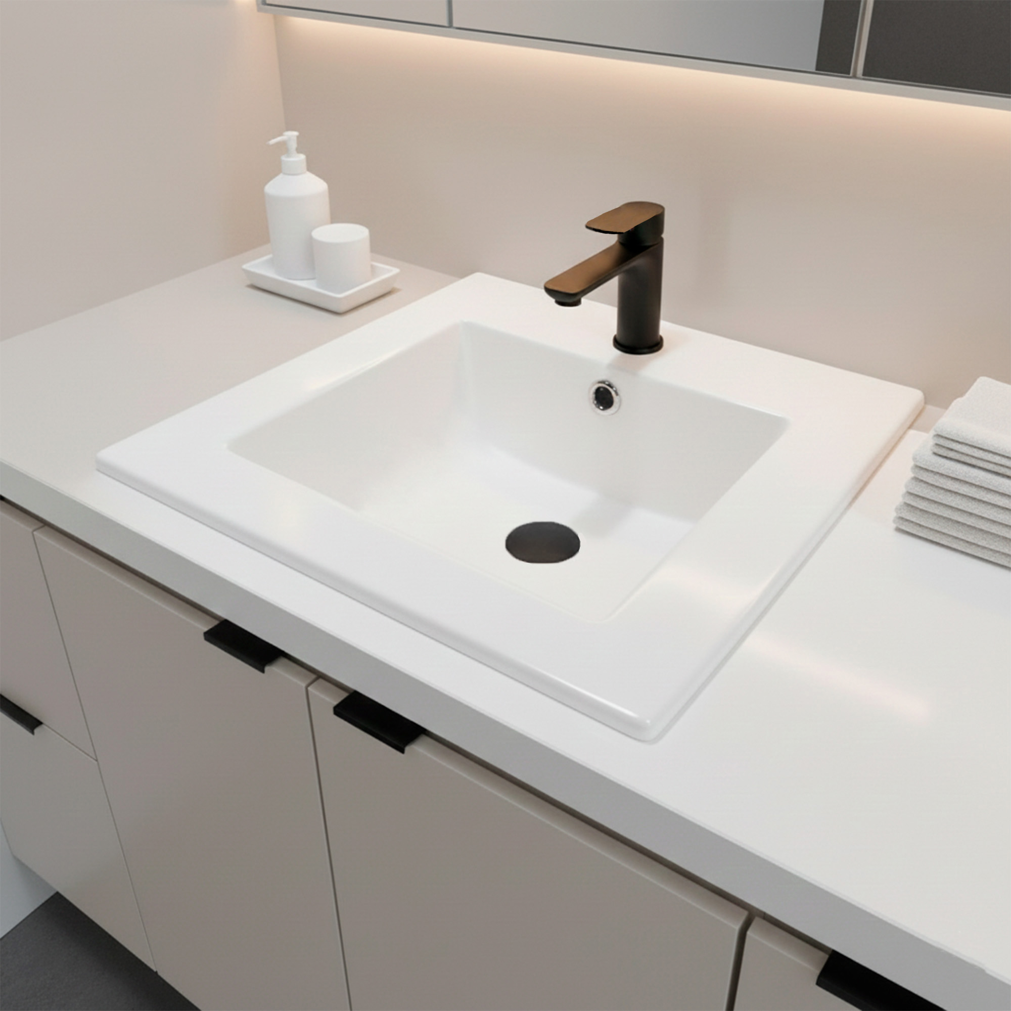 Combo Placa Lavamanos + Grifería Mezclador + Push C1242