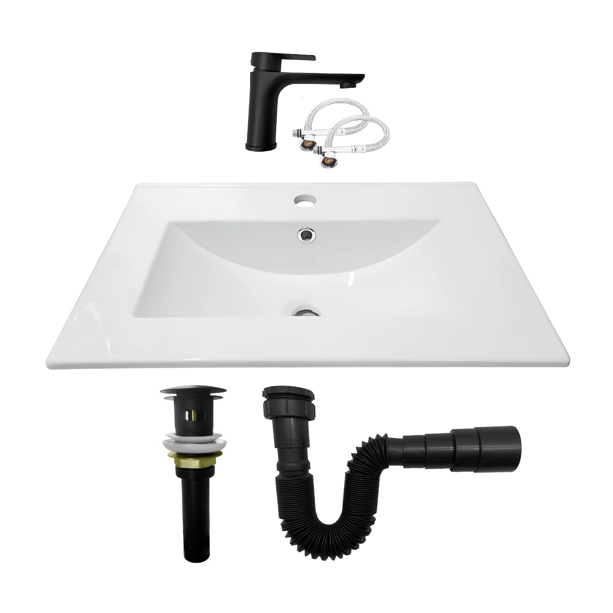 Combo Placa Lavamanos + Grifería Mezclador + Push C1243