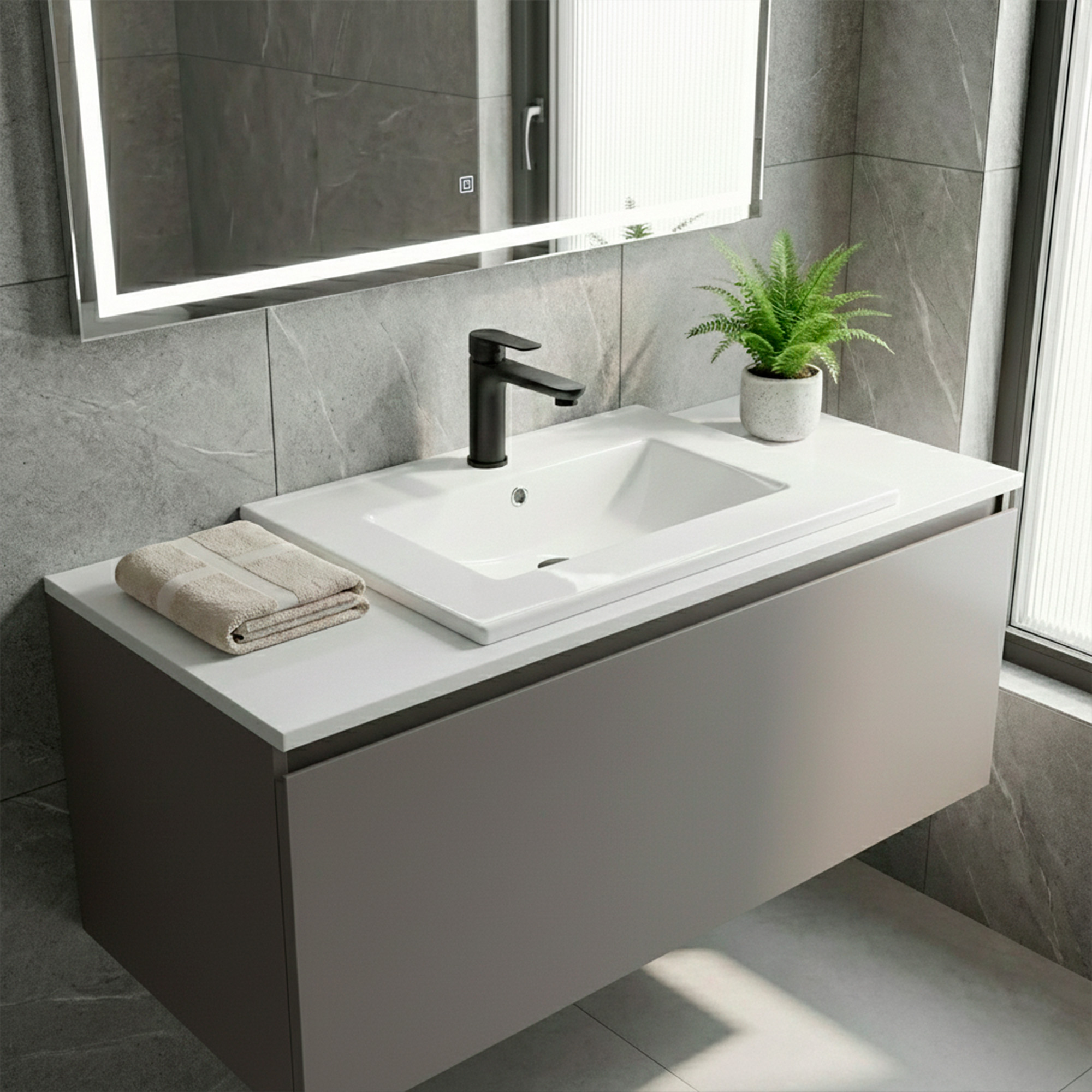 Combo Placa Lavamanos + Grifería Mezclador + Push C1244