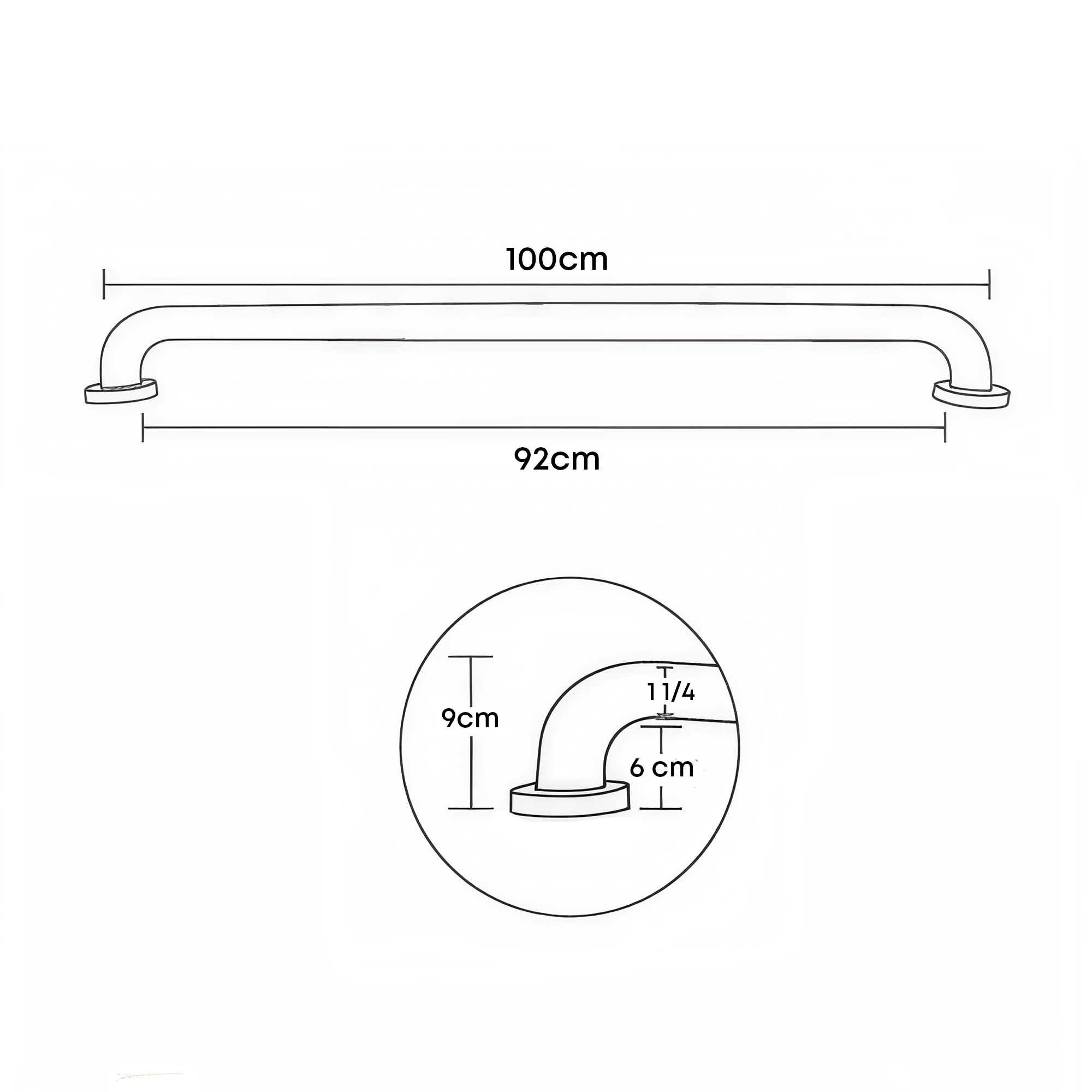 Barra Seguridad Acero Inoxidable 100cm  Satinado 100%
