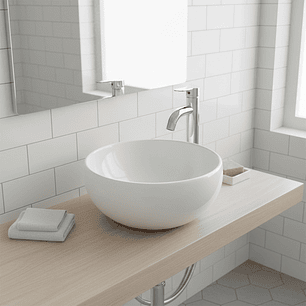 Combo Lavamanos + Griferia Mezclador Y Desague C1261 Blanco Brillante