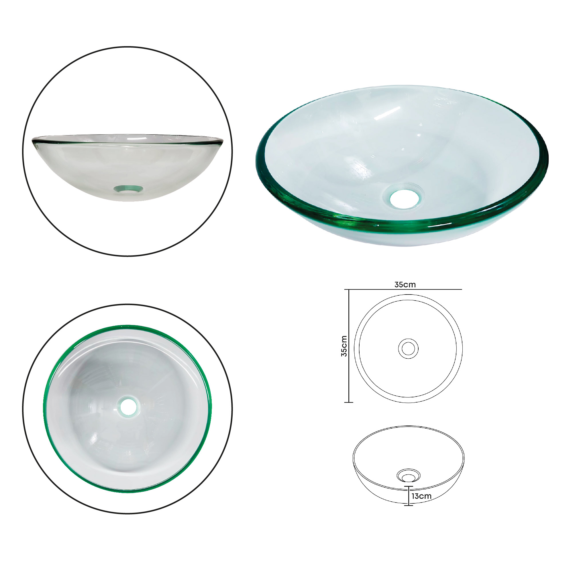 Combo Lavamanos Vidrio + Accesorios *a*