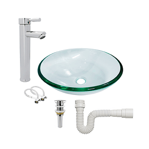Combo Lavamanos Vidrio + Accesorios *a*