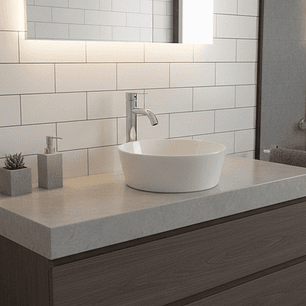 Combo Lavamanos + Griferia Mezclador Y Desague C1265 Blanco Brillante