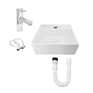 Combo Lavamanos Rectangular+ Grifería Mezcladora Ccol1018