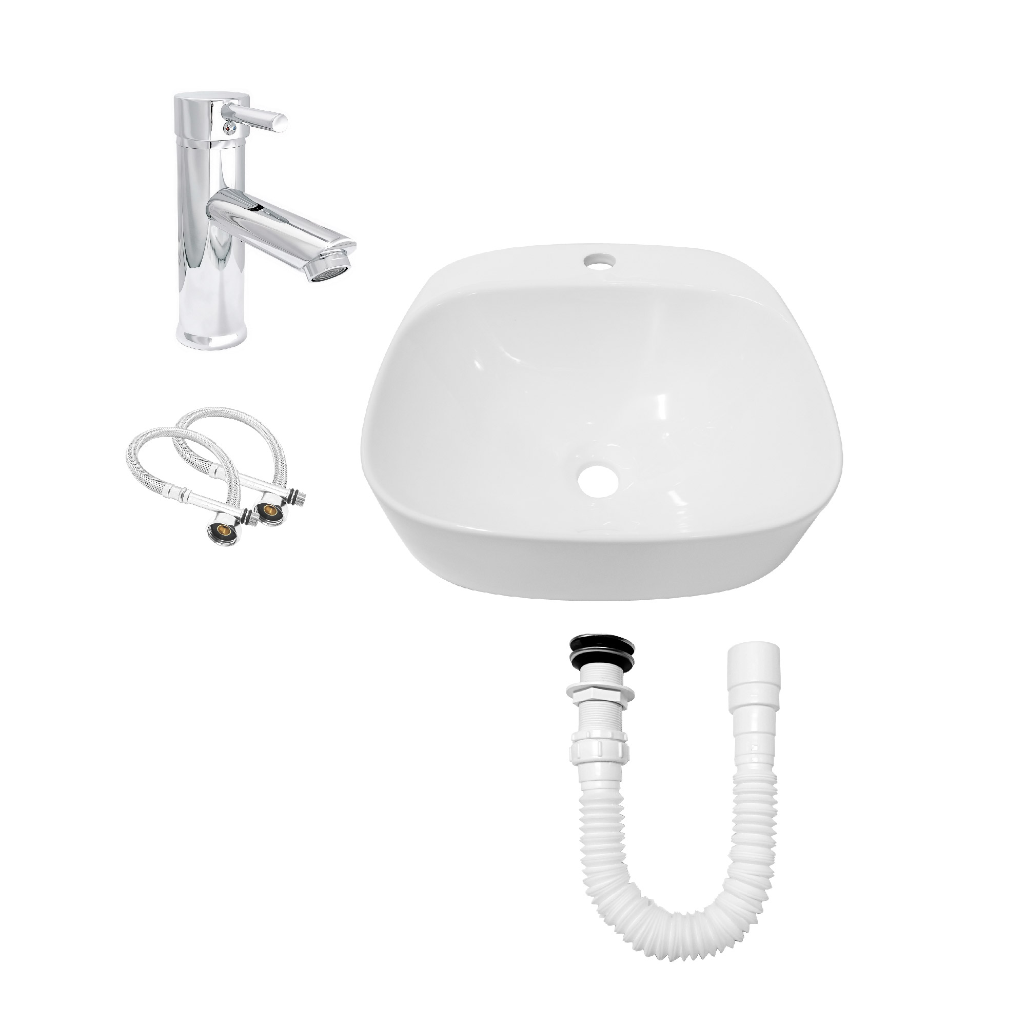 Combo Lavamanos Sobreponer + Griferia Mezclador Baja C1192