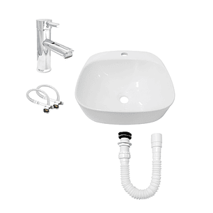 Combo Lavamanos Sobreponer + Griferia Mezclador Baja C1192