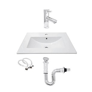 Combo Placa Lavamanos 60x40 +griferia +push Integrado C395