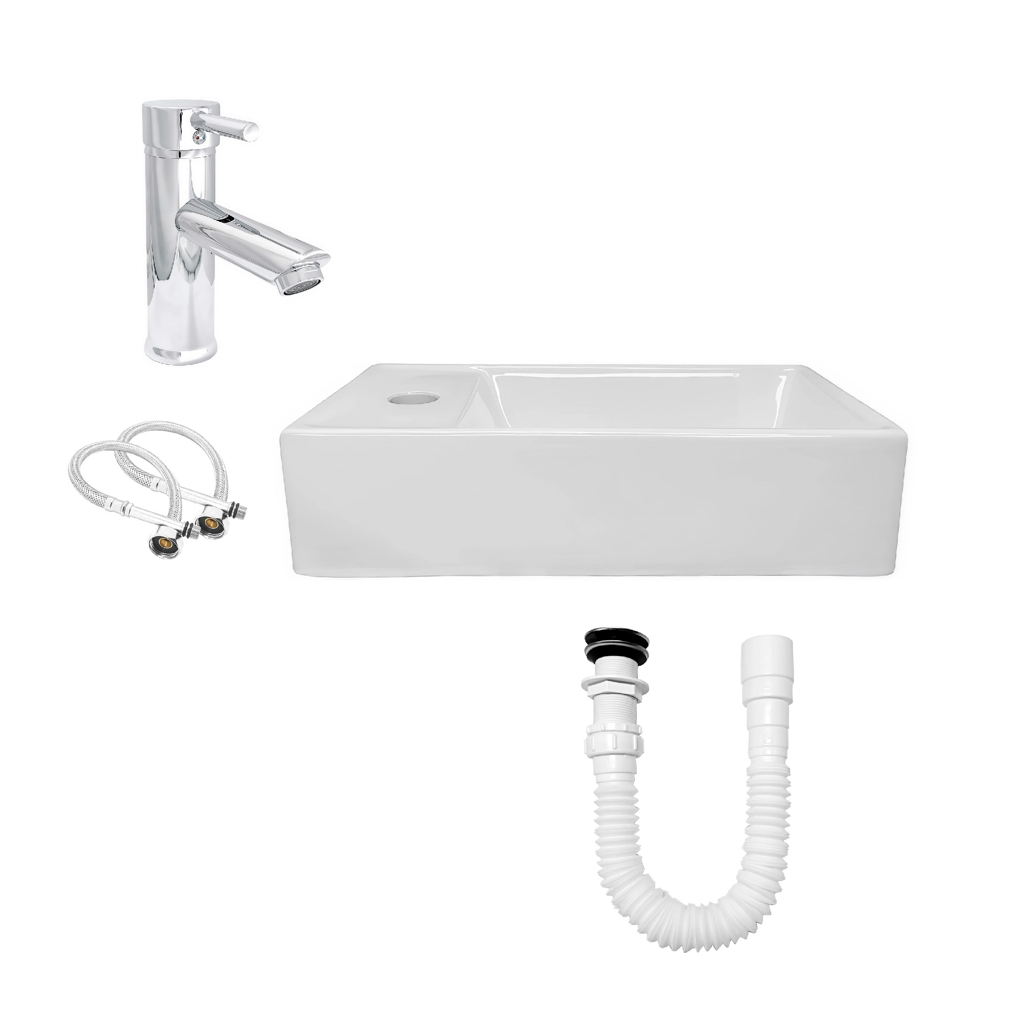 Lavamanos Pequeño Rectangular Nappo+griferia Mezcladora C688