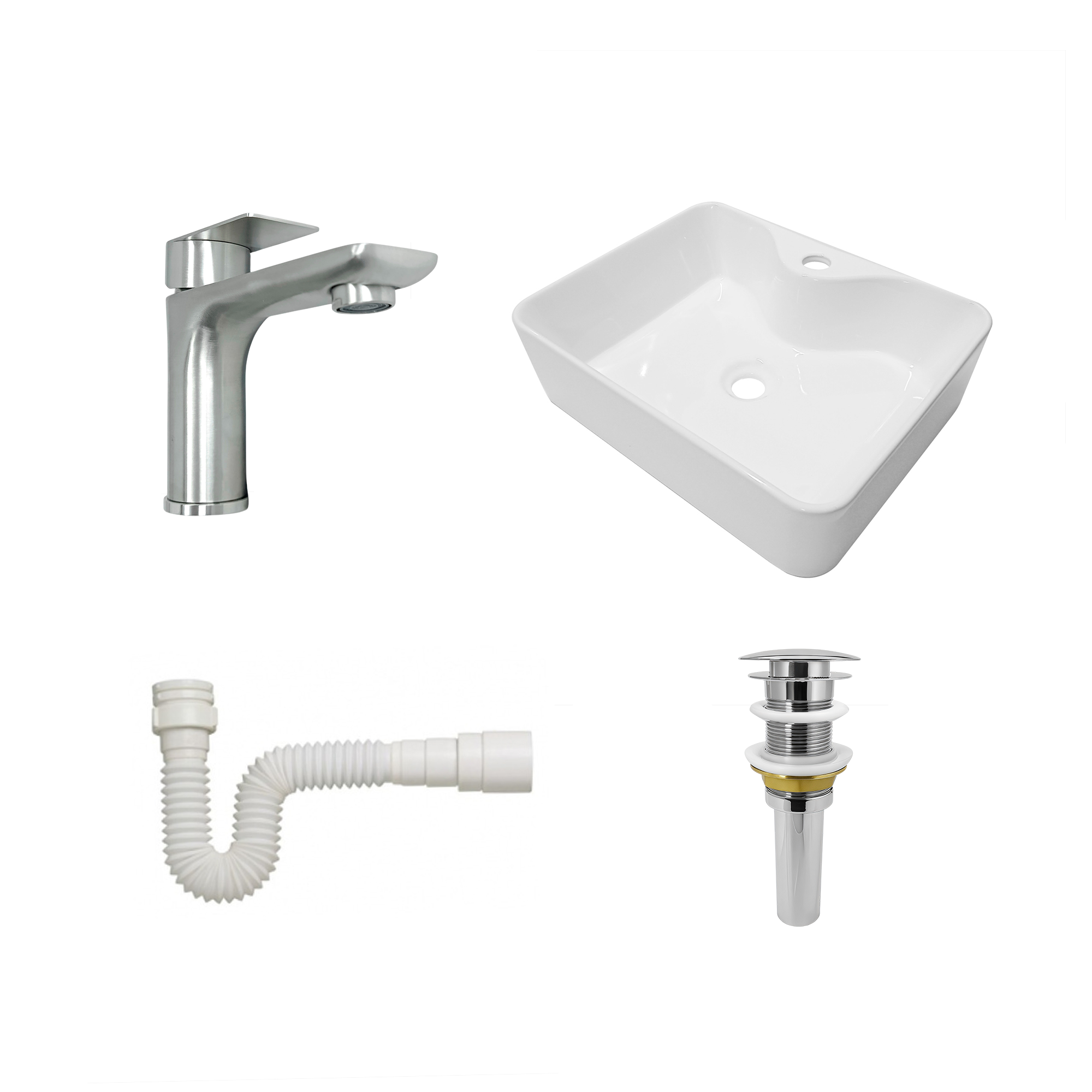 Combo Lavamanos + Grifería Mezclador y Desagüe C1230