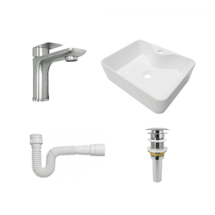 Combo Lavamanos + Grifería Mezclador y Desagüe C1230