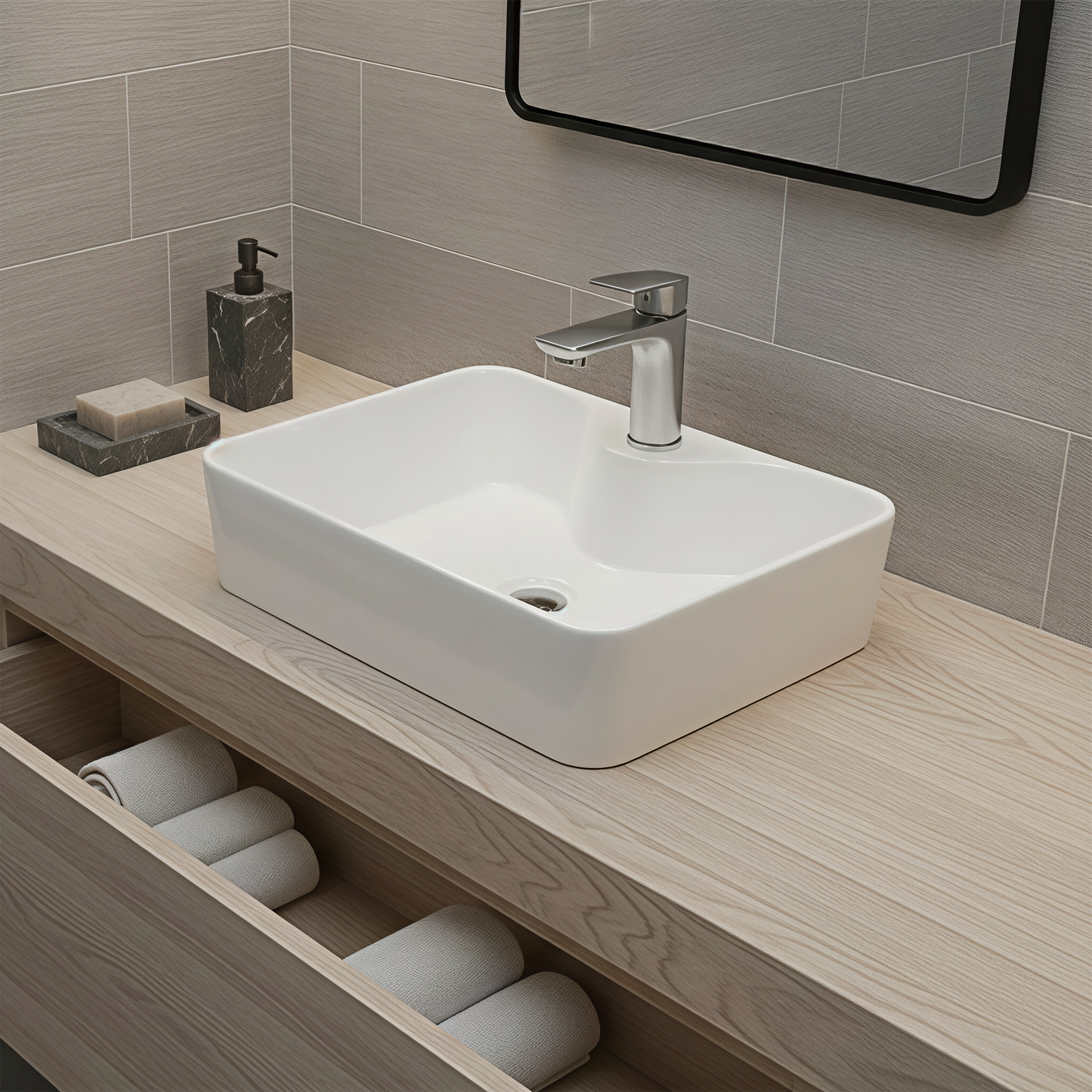 Combo Lavamanos + Grifería Mezclador y Desagüe C1230