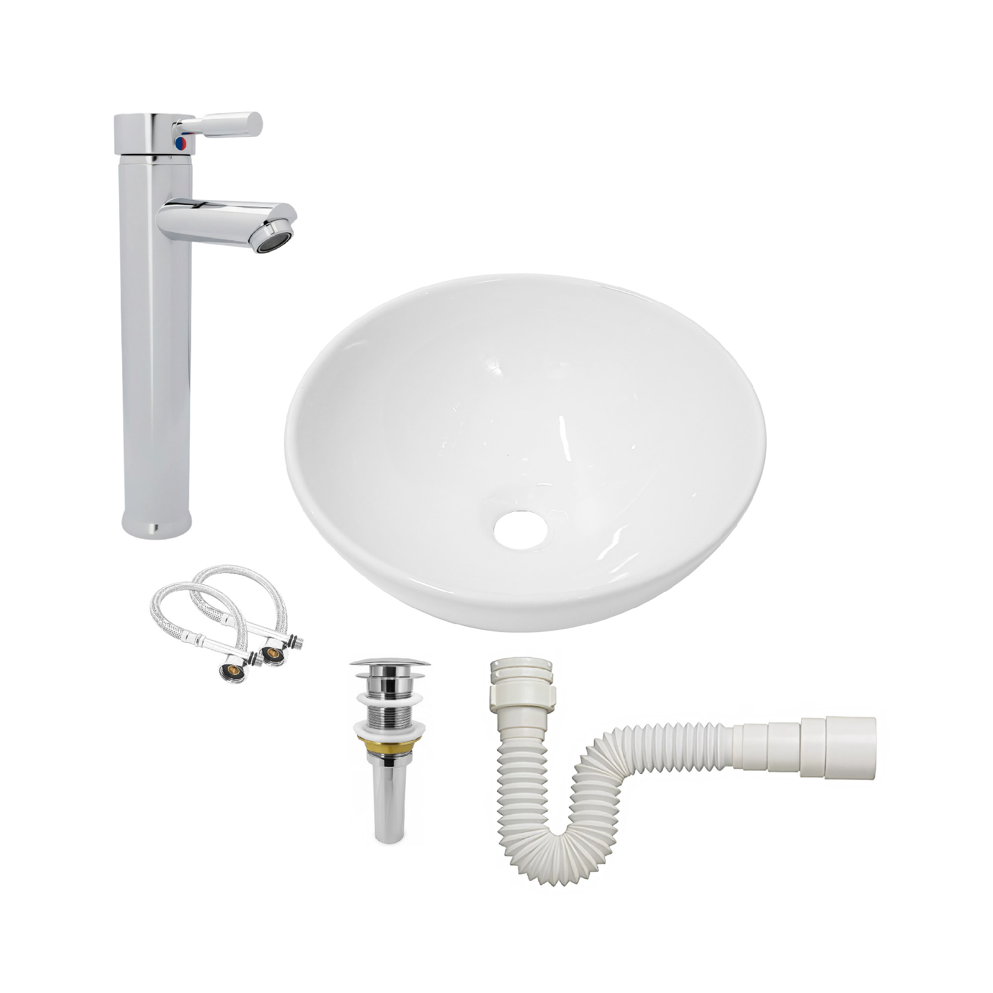 Combo Lavamanos + Grifería Mezclador + Push + Sifón C318