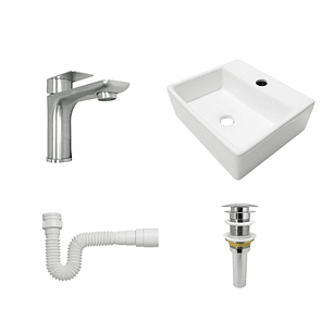 Combo Lavamanos + Grifería Mezclador Y Desagüe C1231