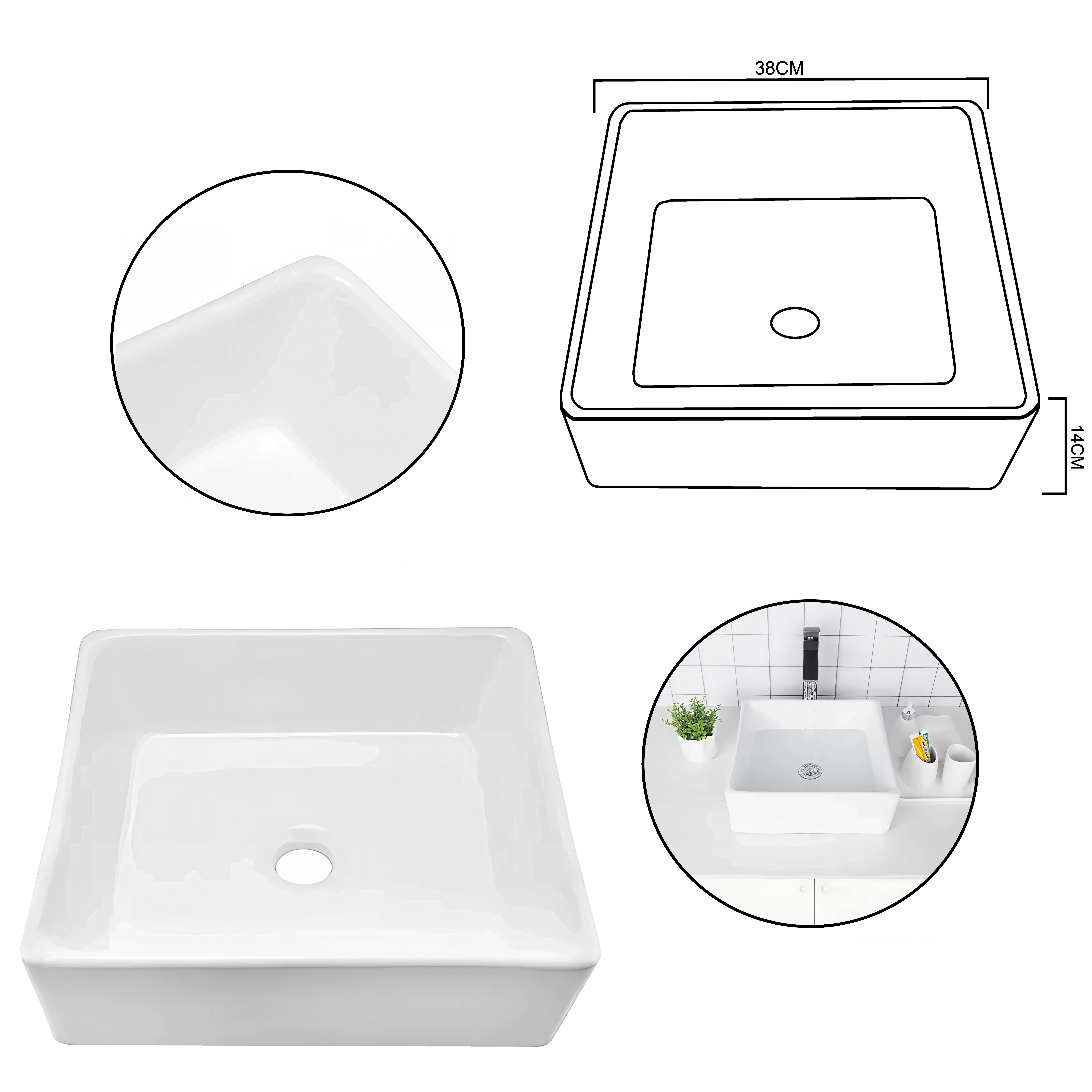 Combo Lavamanos + Grifería Mezclador + Push + Sifón C1248