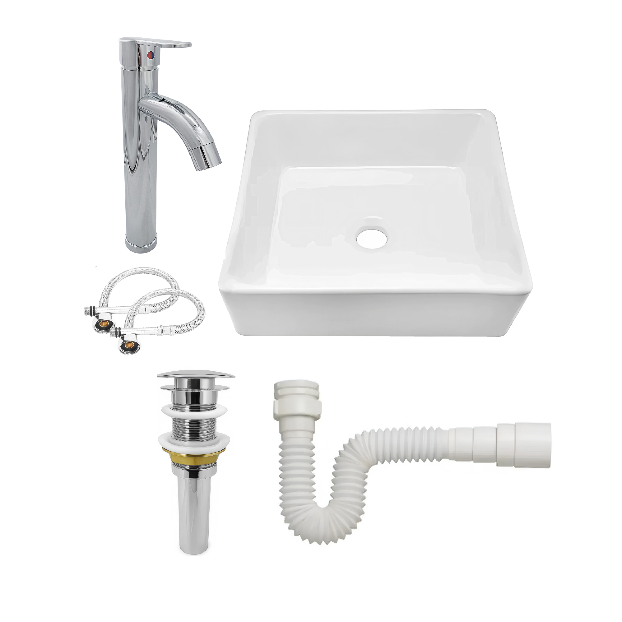 Combo Lavamanos + Grifería Mezclador + Push + Sifón C1248