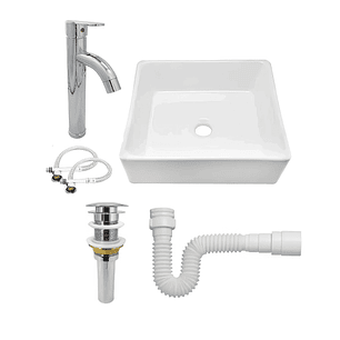 Combo Lavamanos + Grifería Mezclador + Push + Sifón C1248