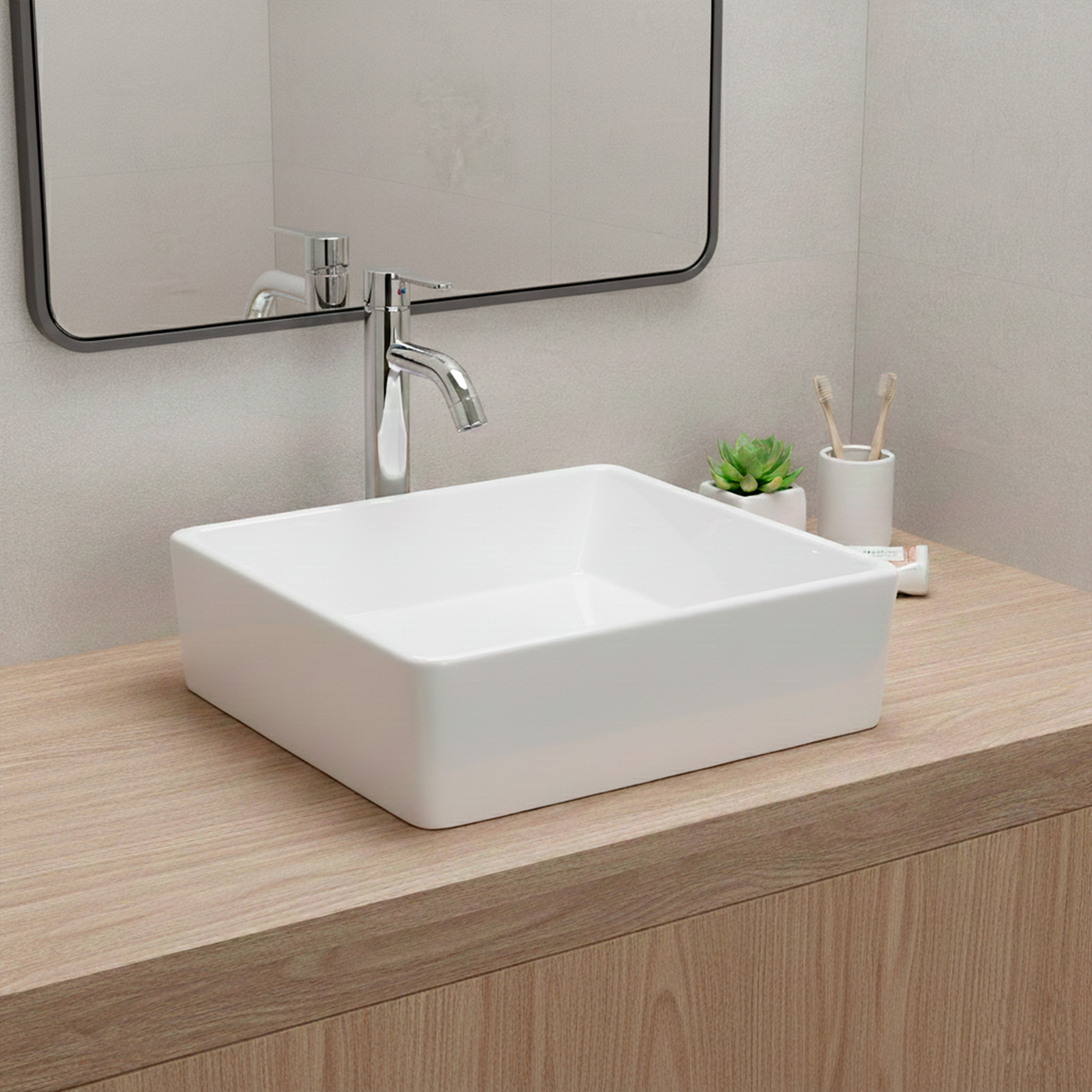 Combo Lavamanos + Grifería Mezclador + Push + Sifón C1248