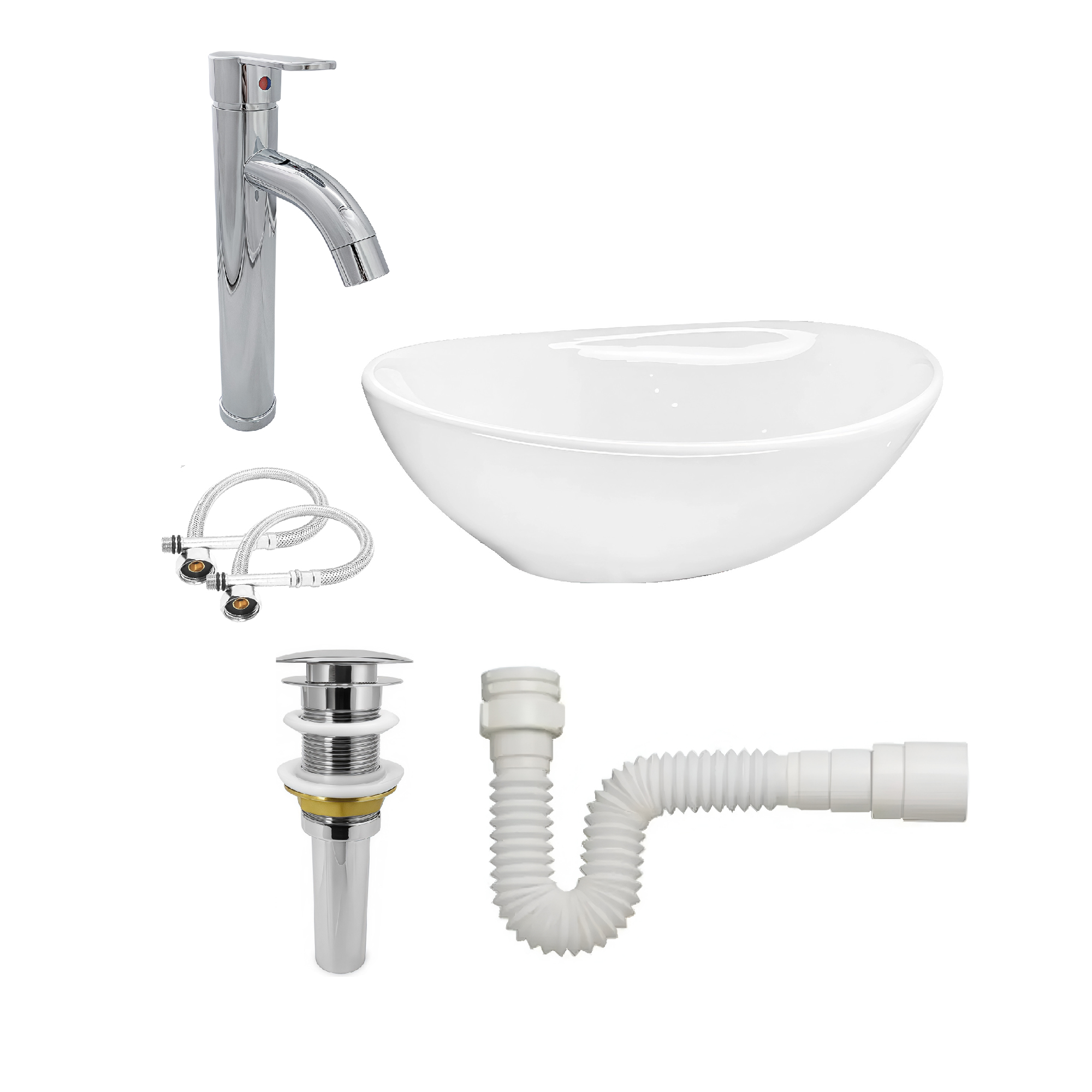 Combo Lavamanos + Grifería Mezclador + Push + Sifón C1249