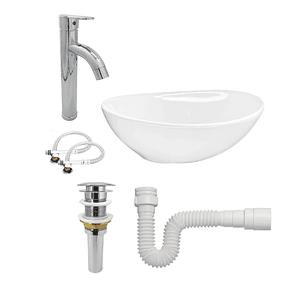 Combo Lavamanos + Grifería Mezclador + Push + Sifón C1249
