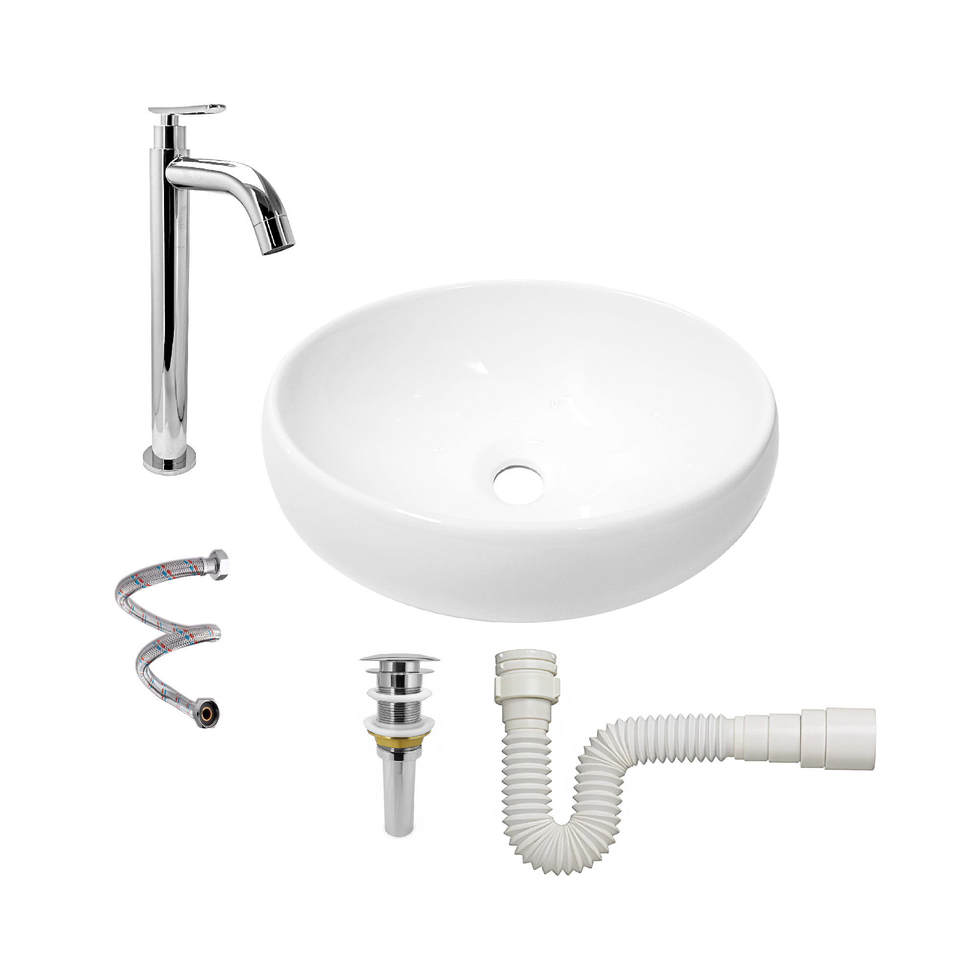 Combo Lavamanos Oval + Grifo + Acople + Push + Sifón Ccol960