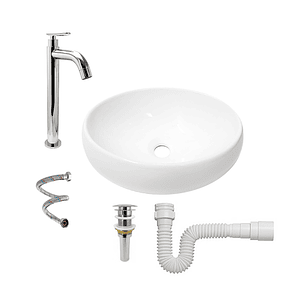 Combo Lavamanos Oval + Grifo + Acople + Push + Sifón Ccol960