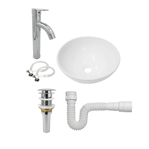 Combo Lavamanos + Grifería Mezclador + Push + Sifón C1250