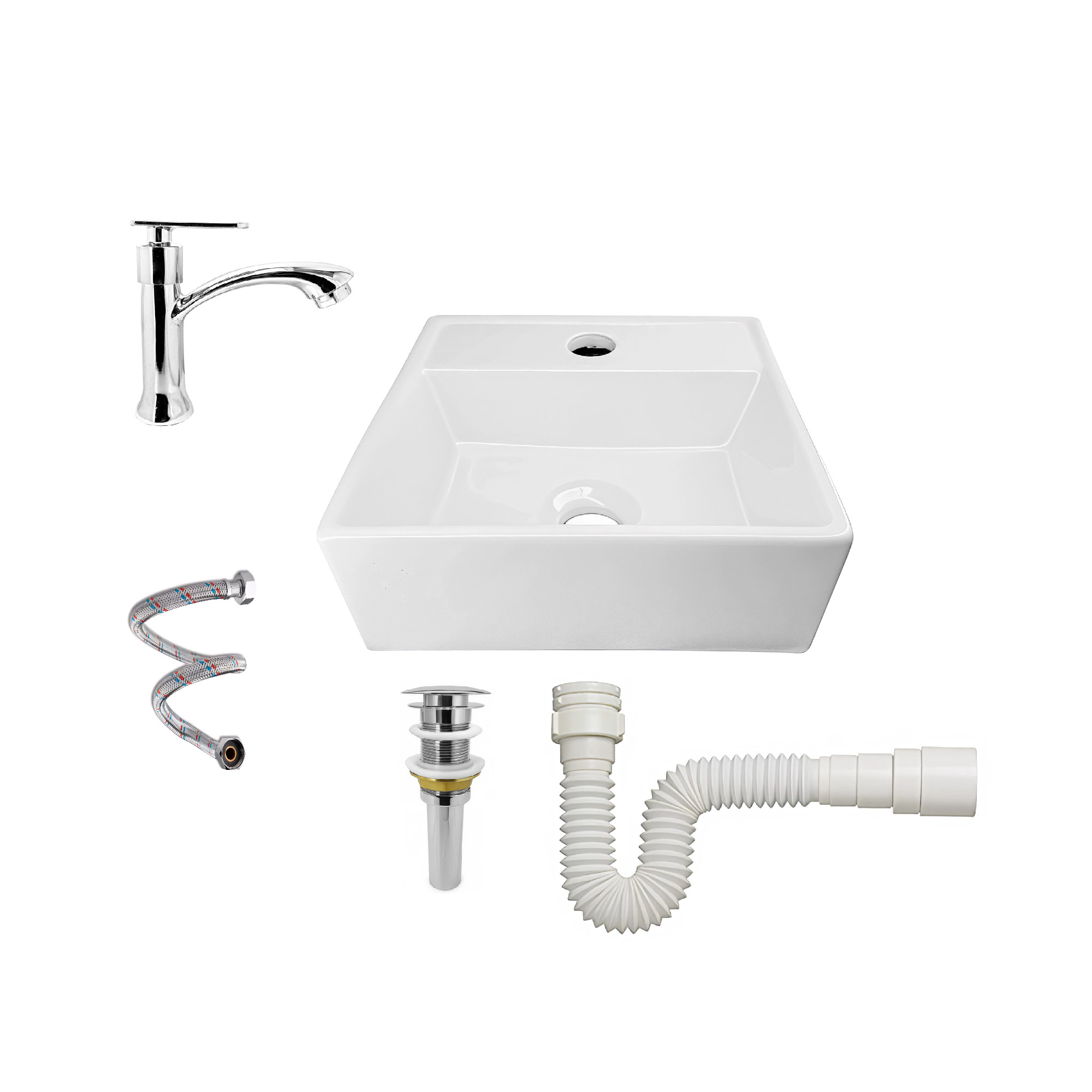 Combo Lavamanos Vessel + Griferia Seul +push + Sifon Ccol995