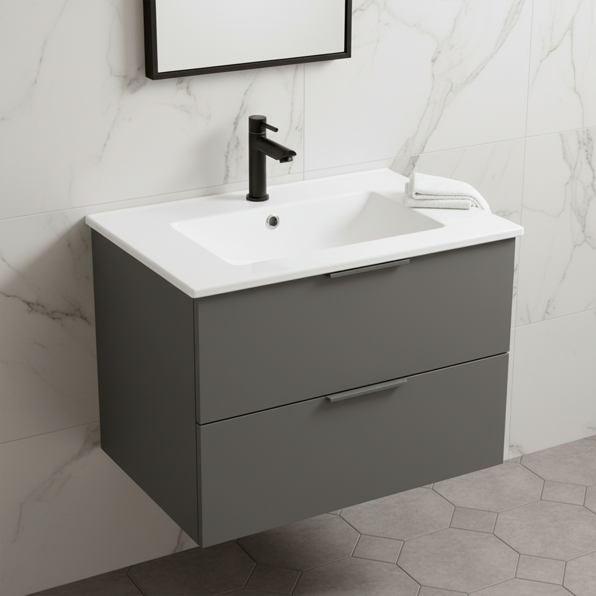 Combo Placa Lavamanos Blanco 61x46 + Griferia Fria C627