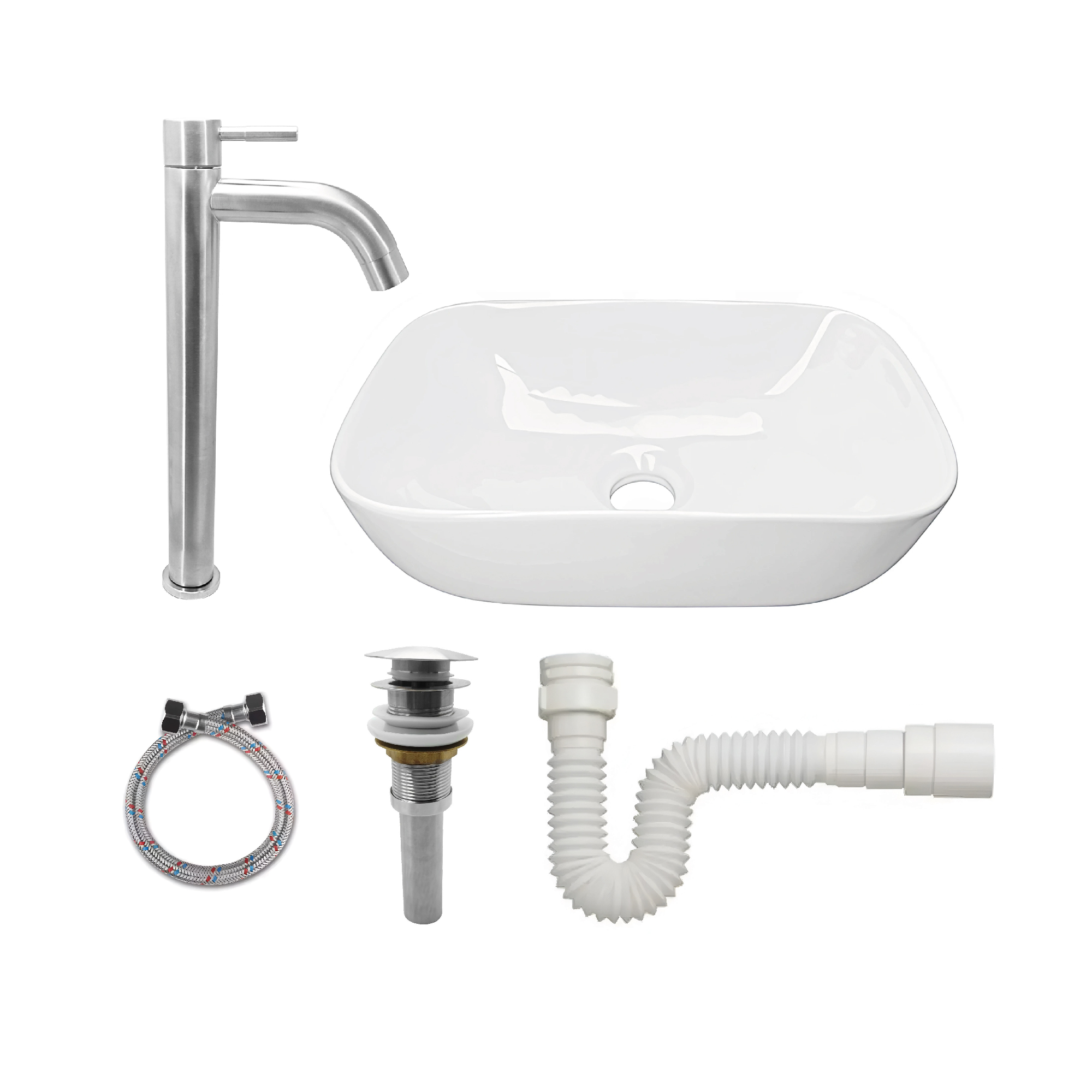 Combo Lavamanos + Grifería Agua Fría + Push + Acople C975