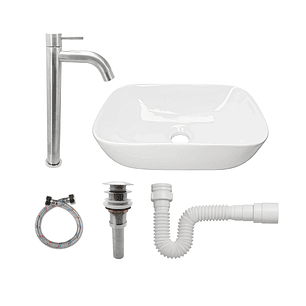 Combo Lavamanos + Grifería Agua Fría + Push + Acople C975