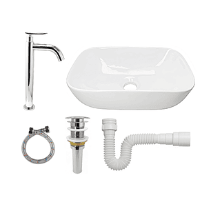 Combo Lavamanos Semicurvo+ Grifo + Acople +push + Sifón C981