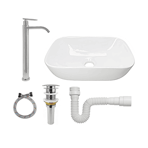 Combo Lavamanos Semicurvo+ Grifo + Acople +push + Sifón C982