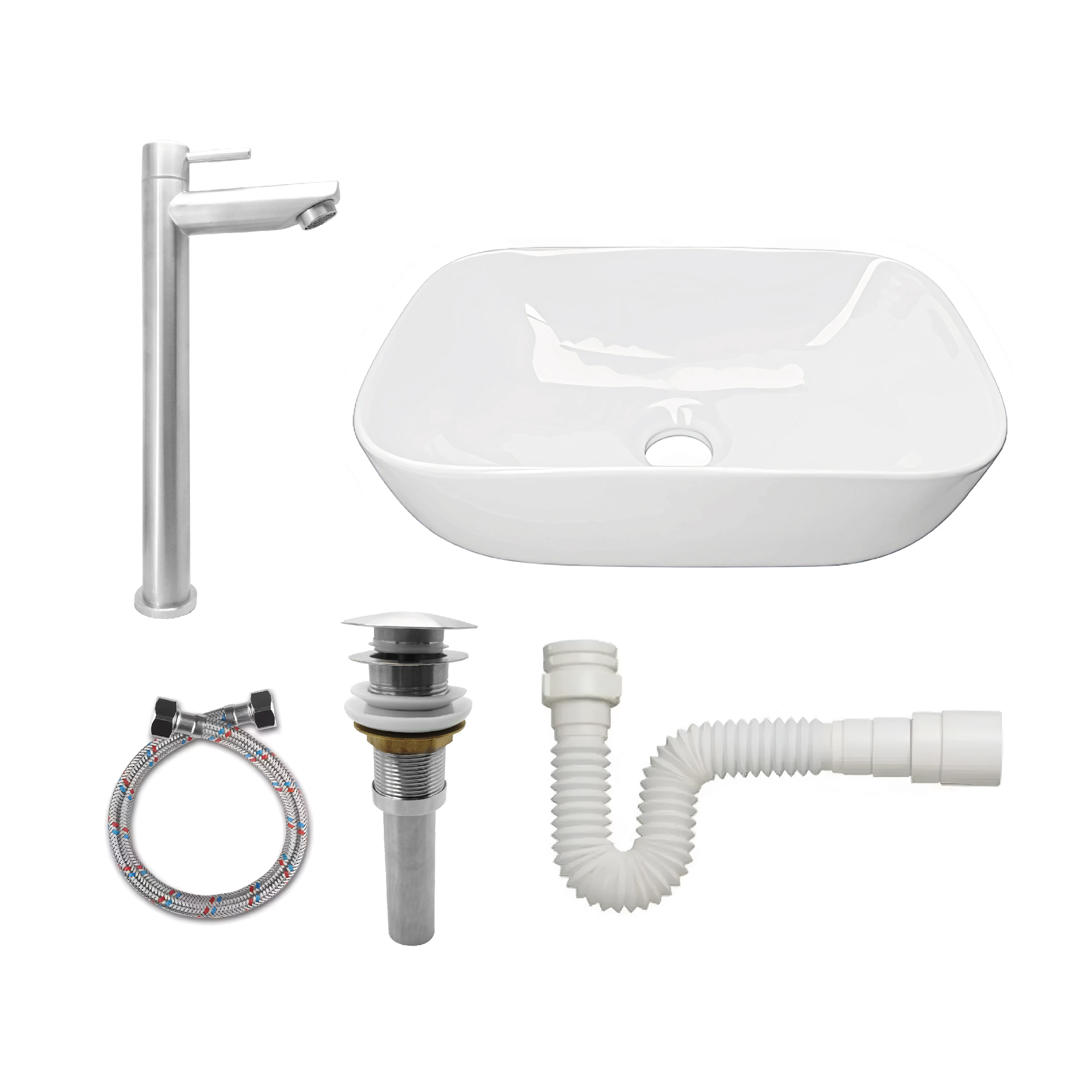 Combo Lavamanos + Grifería Agua Fría + Push + Acople C976