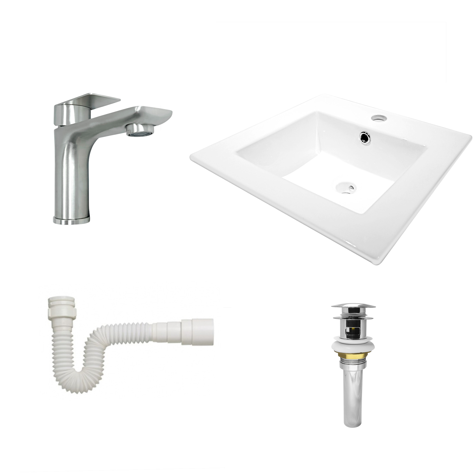 Combo Lavamanos + Grifería Mezclador y Desagüe C1232