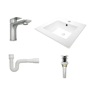 Combo Lavamanos + Grifería Mezclador y Desagüe C1232