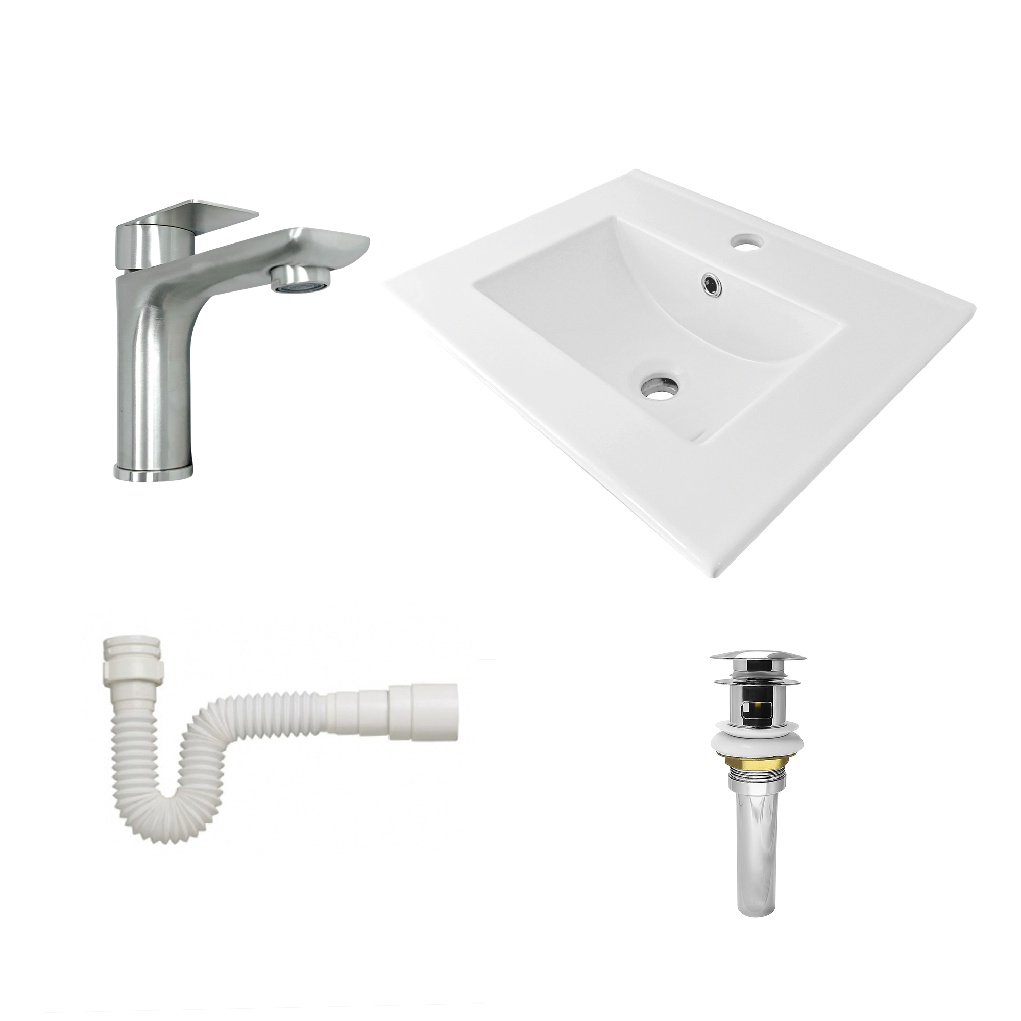 Combo Lavamanos + Grifería Mezclador y Desagüe C1233