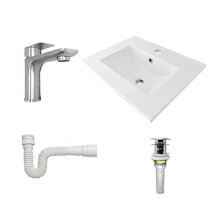 Combo Lavamanos + Grifería Mezclador y Desagüe C1233