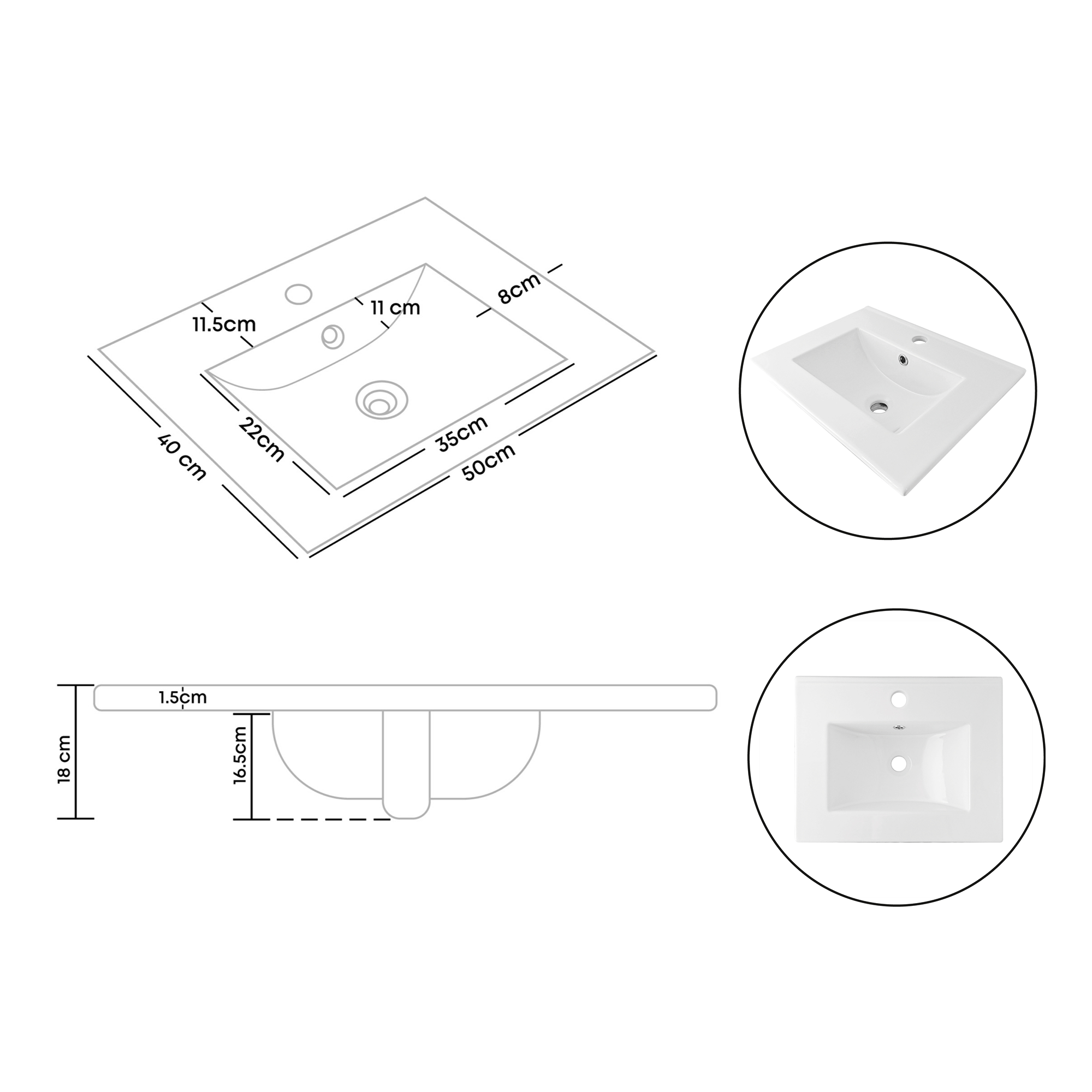 Combo Lavamanos + Grifería Mezclador y Desagüe C1233