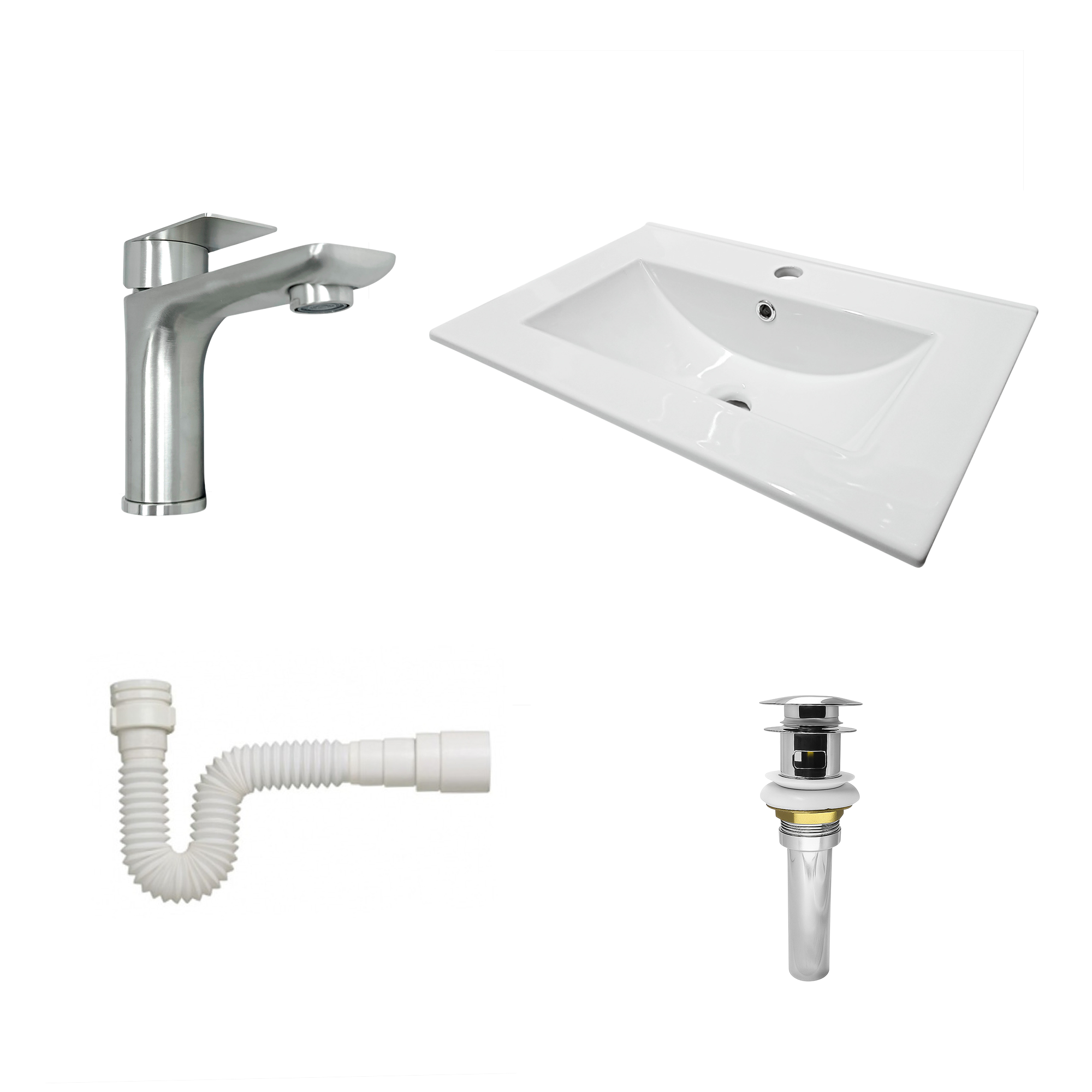 Combo Lavamanos + Grifería Mezclador y Desagüe C1234